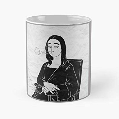 Taza de la Mona Lisa fumando