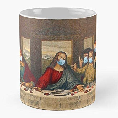 Taza de la Última cena con mascarilla