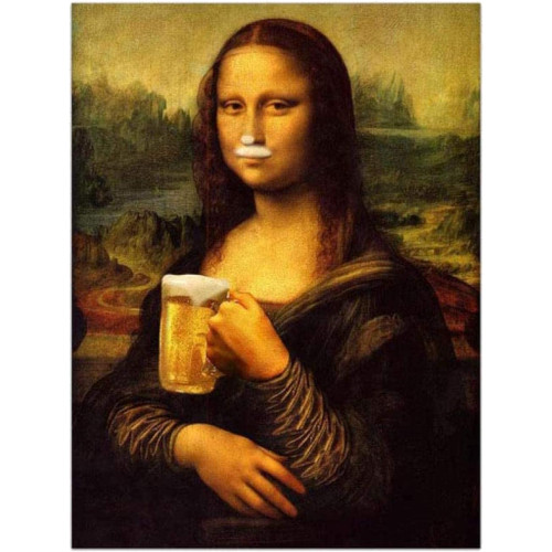 Puzzle de la Mona Lisa tomando una cerveza